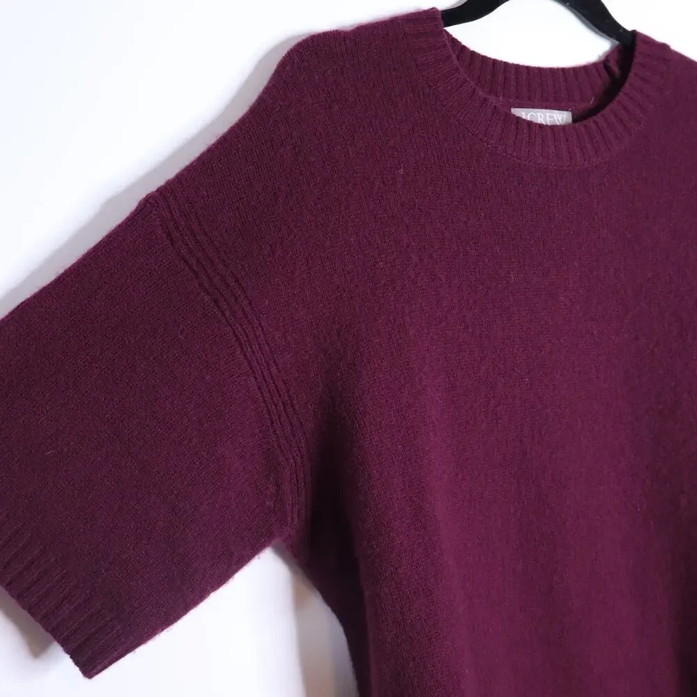 J. CREW Oversized Vintage Sweater Tee Darkstar Burgundy Wool Women's S